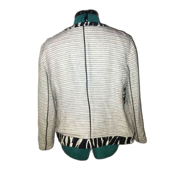 Chicos 3/XL Jacket White Black Lined Zebra Print Cotton Linen Mob Wife - Picture 6 of 6